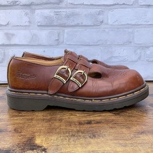 Dr. Martens Brown Leather Mary Jane Platform Shoe